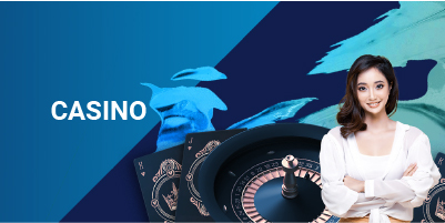 Casino Banner (M) Girl with Roulette table on the background