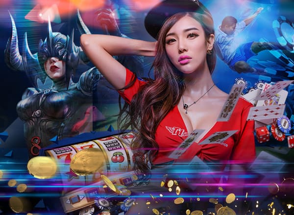 girl with slot games in the background