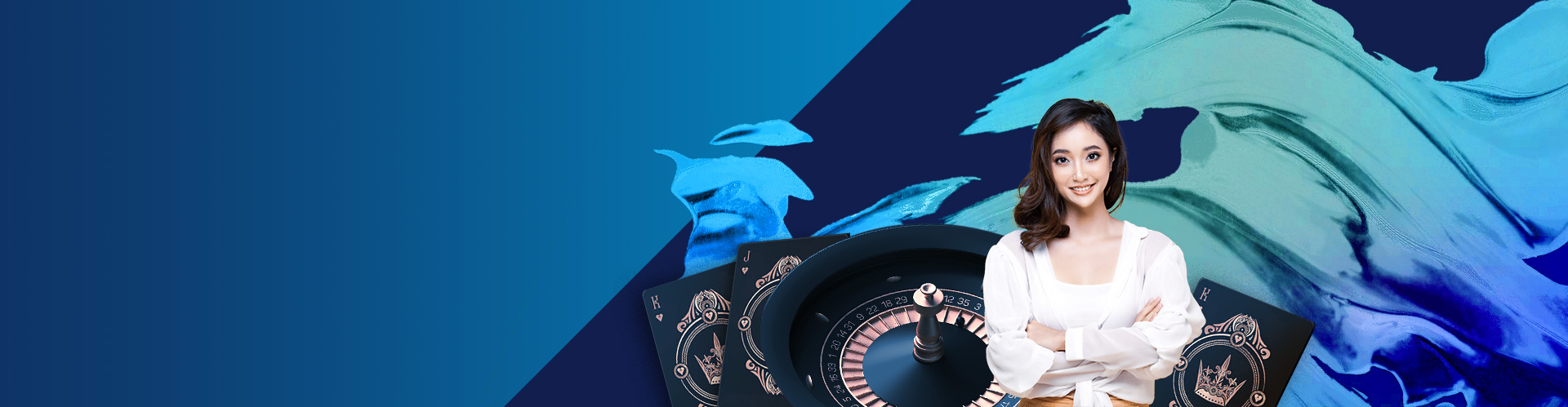 01-Website-Banners-Casino i8 casino page banner, girl with roulette table and cards